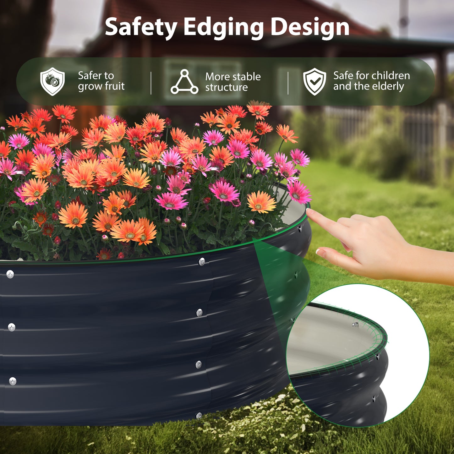 Raised Garden Bed Kit(6x3x1FT,Navy Blue)