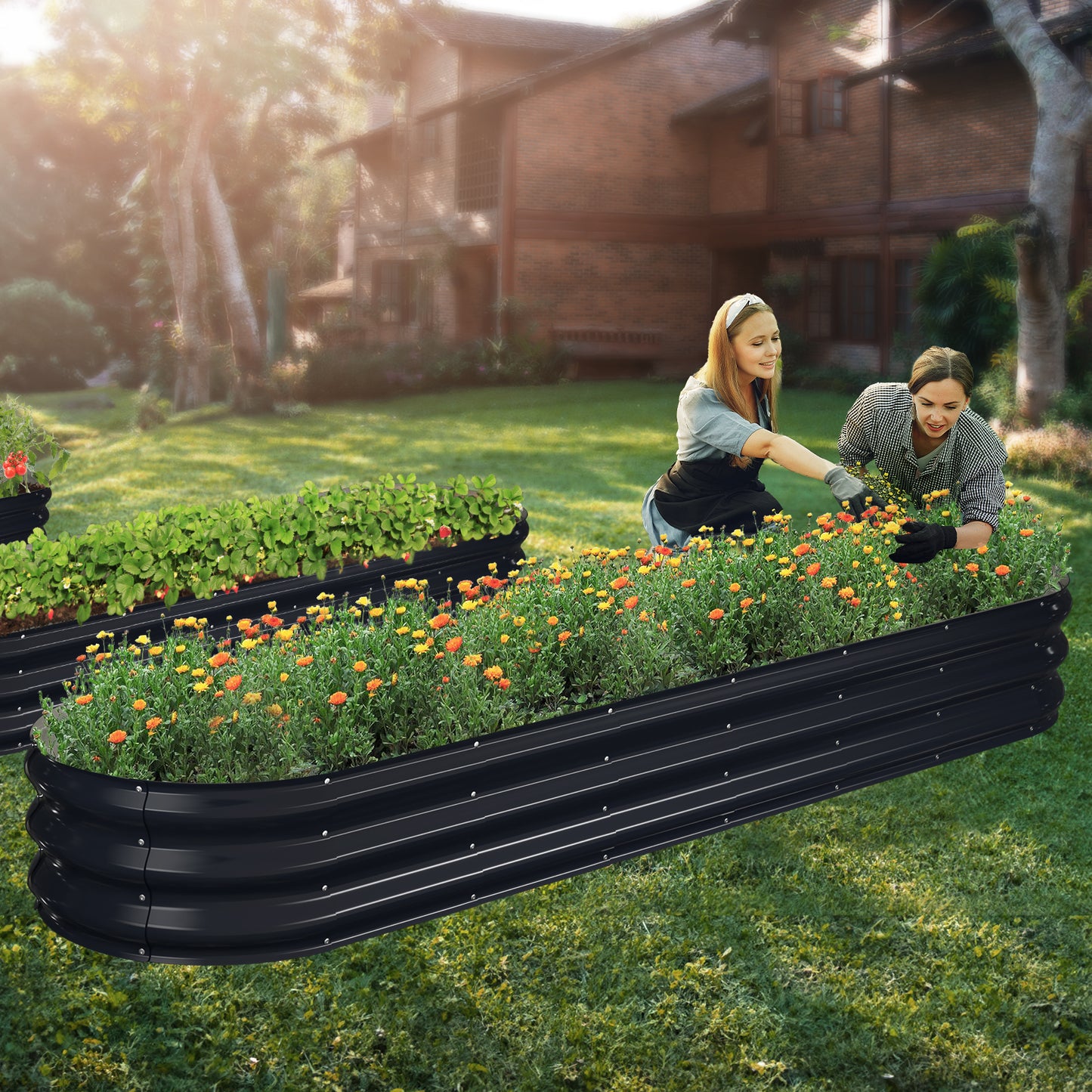 Raised Garden Bed Kit (8x2x1 FT, Navy Blue)