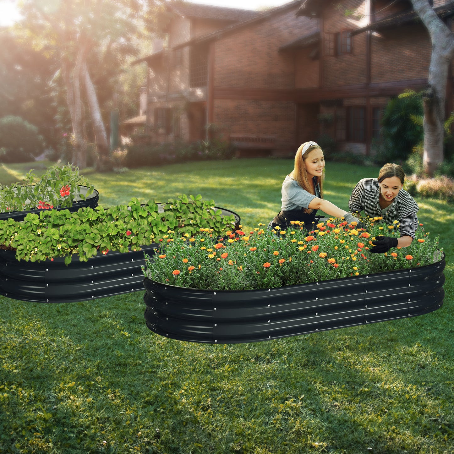 Raised Garden Bed Kit(6x3x1FT,Navy Blue)