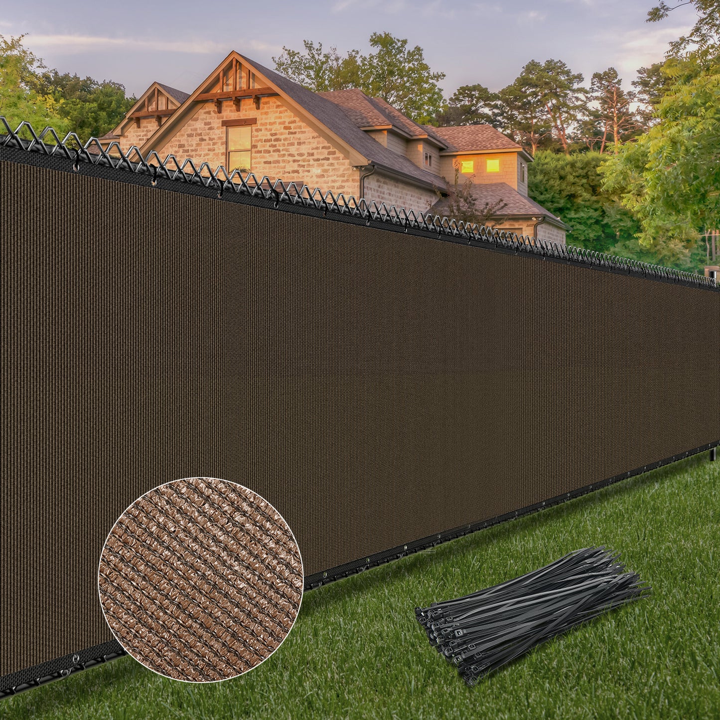 Privacy Fence Screen Heavy Duty 4FT x 50FT (Brown)