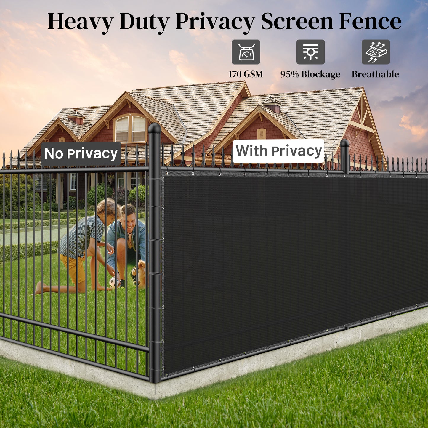 Heavy Duty Privacy Fence Screen 5FT x 50FT (Black)