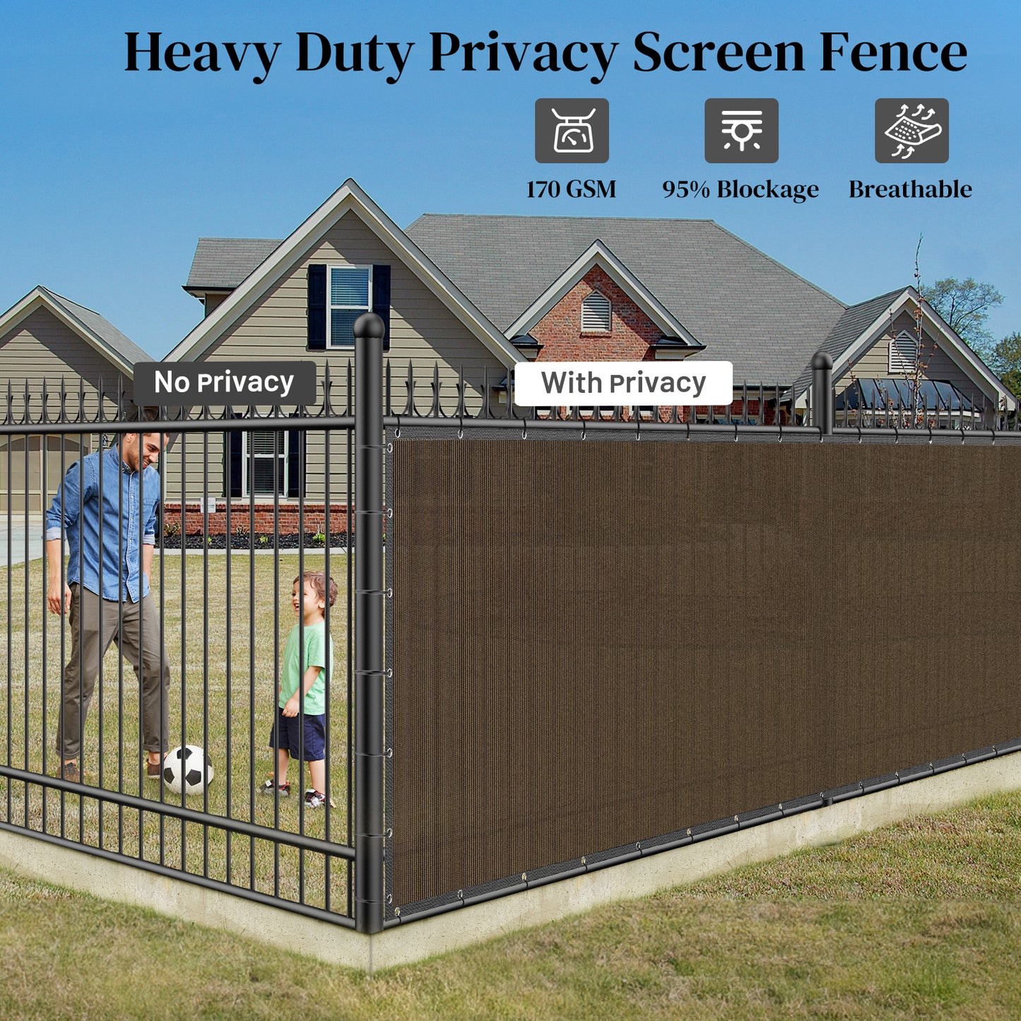 Privacy Fence Screen Heavy Duty 4FT x 50FT (Brown)