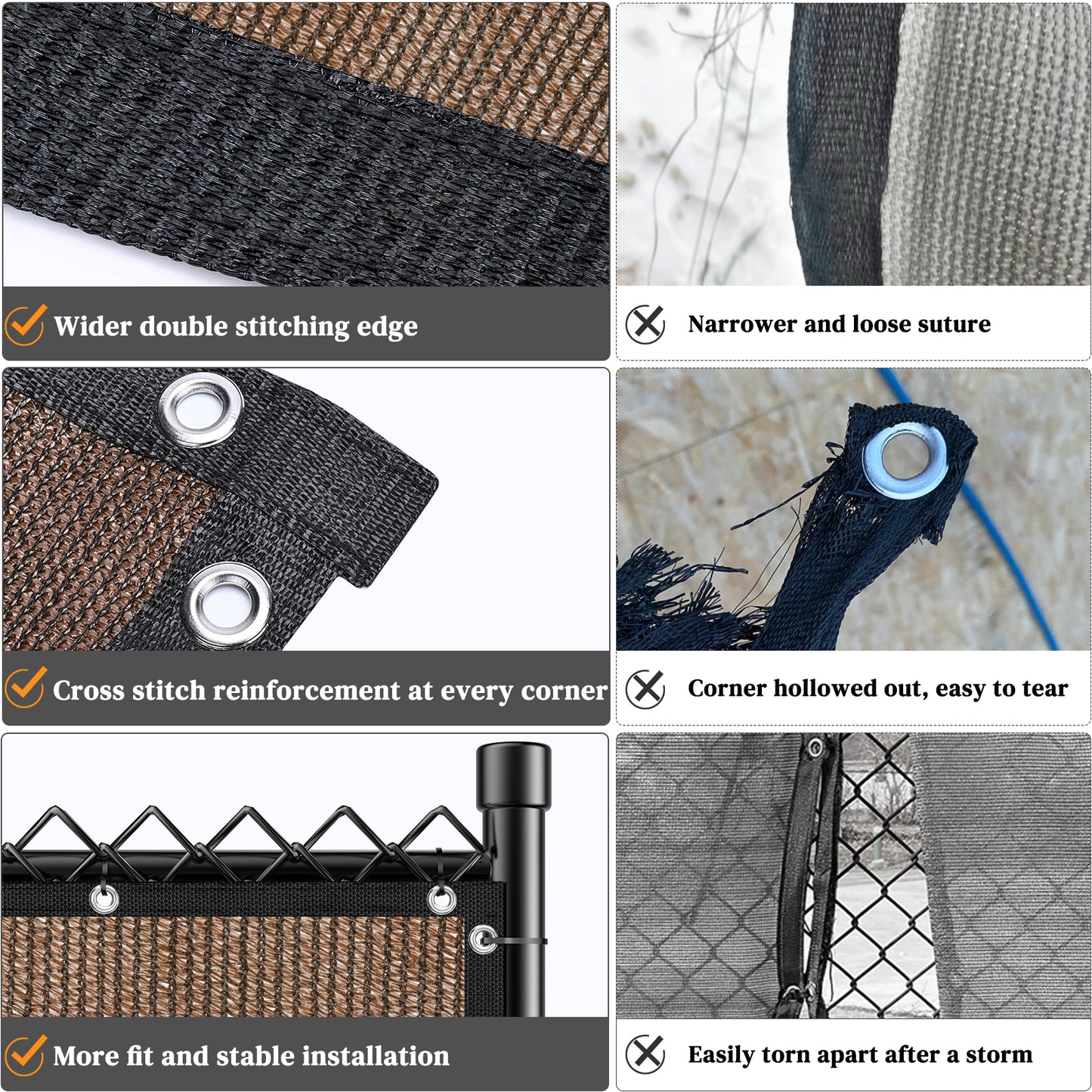 Privacy Fence Screen Heavy Duty 4FT x 50FT (Brown)