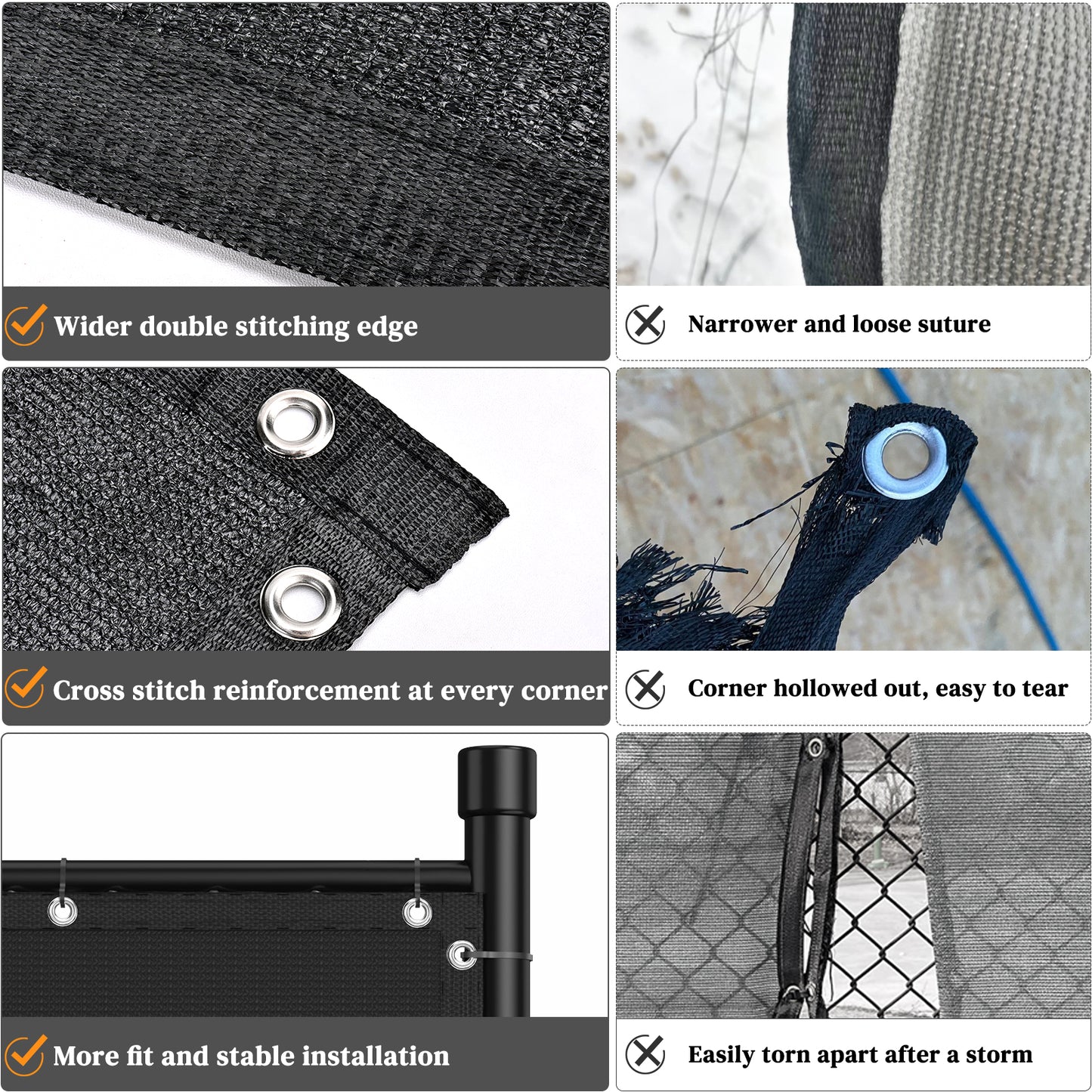 Heavy Duty Privacy Fence Screen 6FT x 50FT (Black)