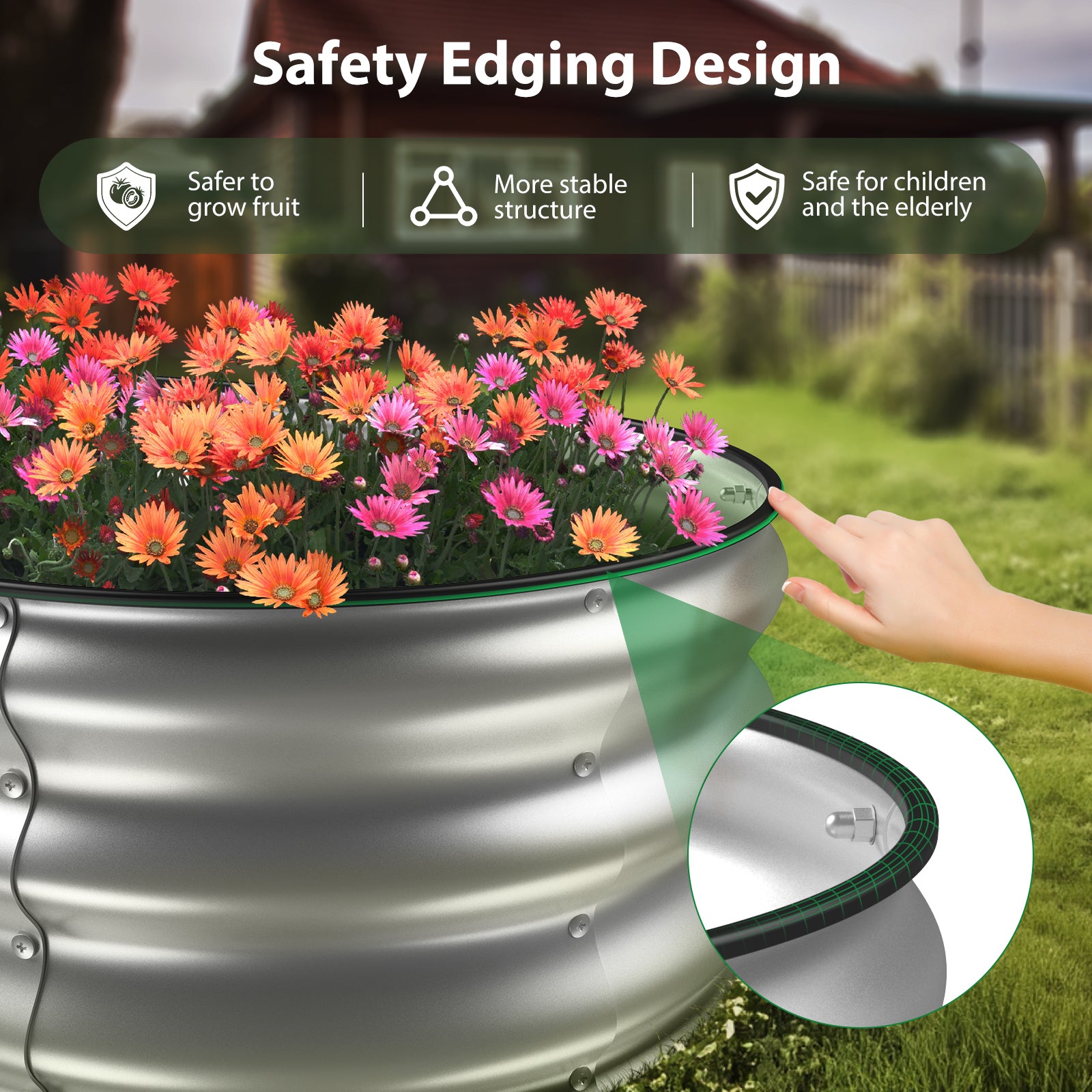 Raised Garden Bed Kit(4x2x1Ft,Silver)