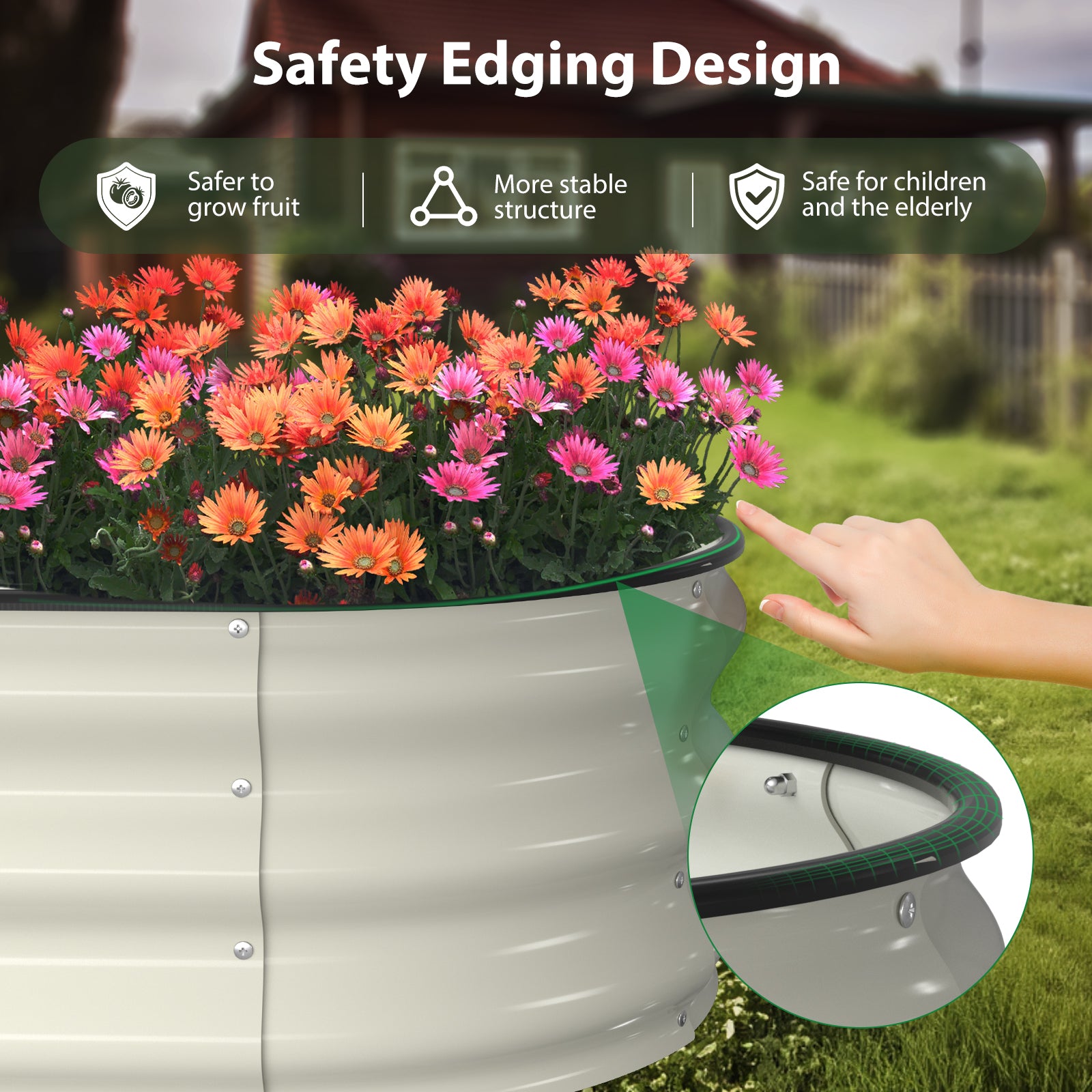 Raised Garden Bed Kit(8x2x1FT,Pearl White)