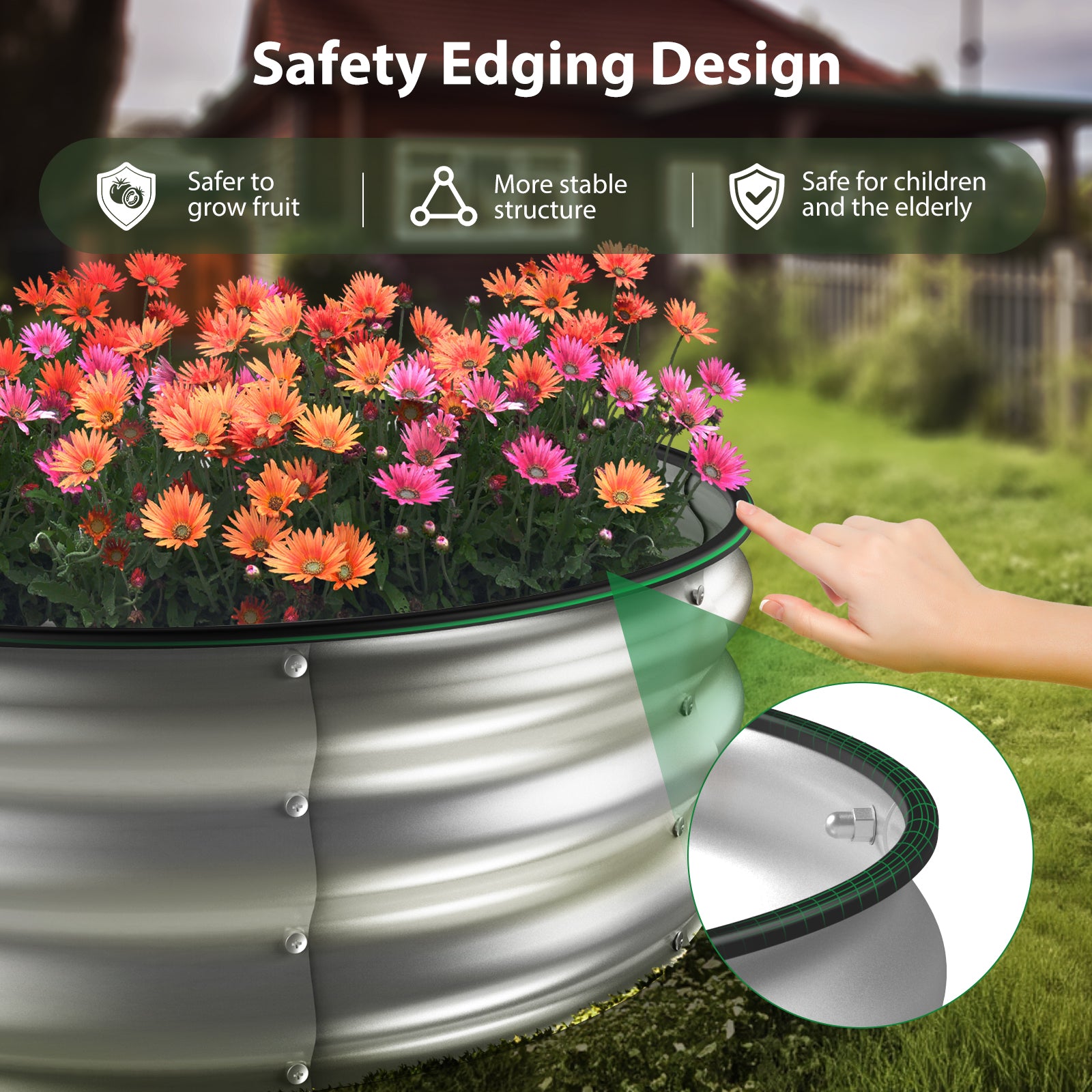 Raised Garden Bed Kit(6x3x1FT,Silver)
