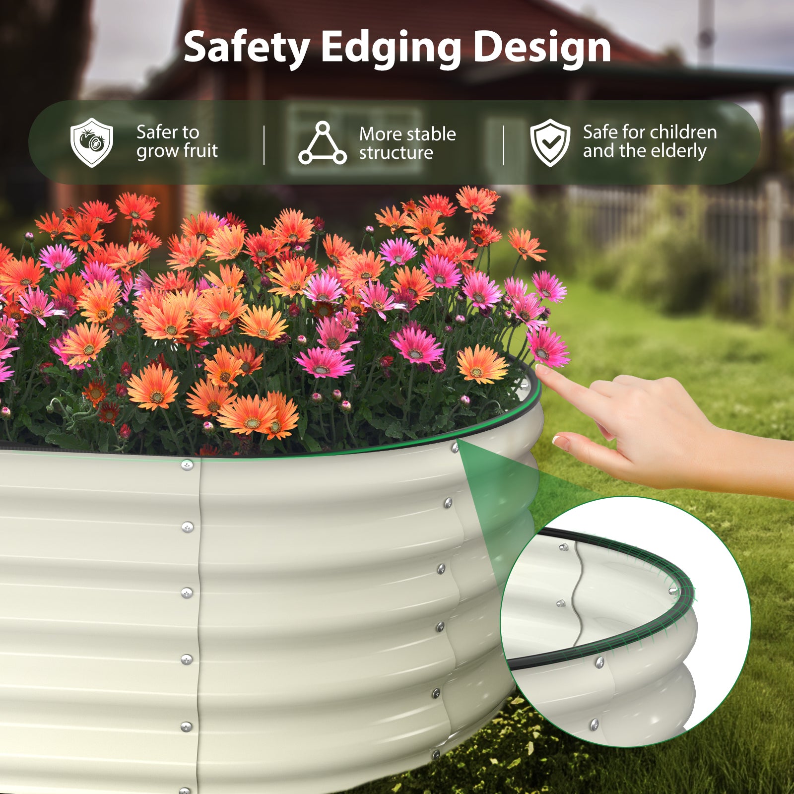 Raised Garden Bed Kit(6x3x1.5FT,Pearl White)