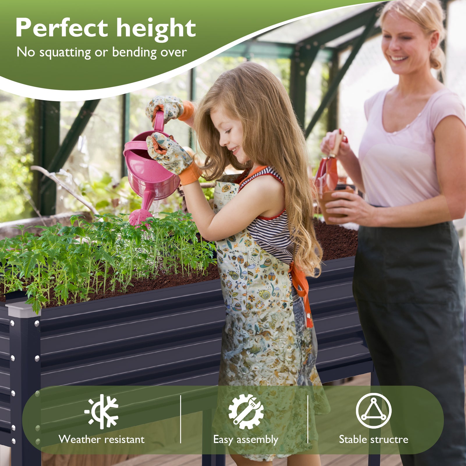 Raised Garden Bed with Legs(Navy Blue)