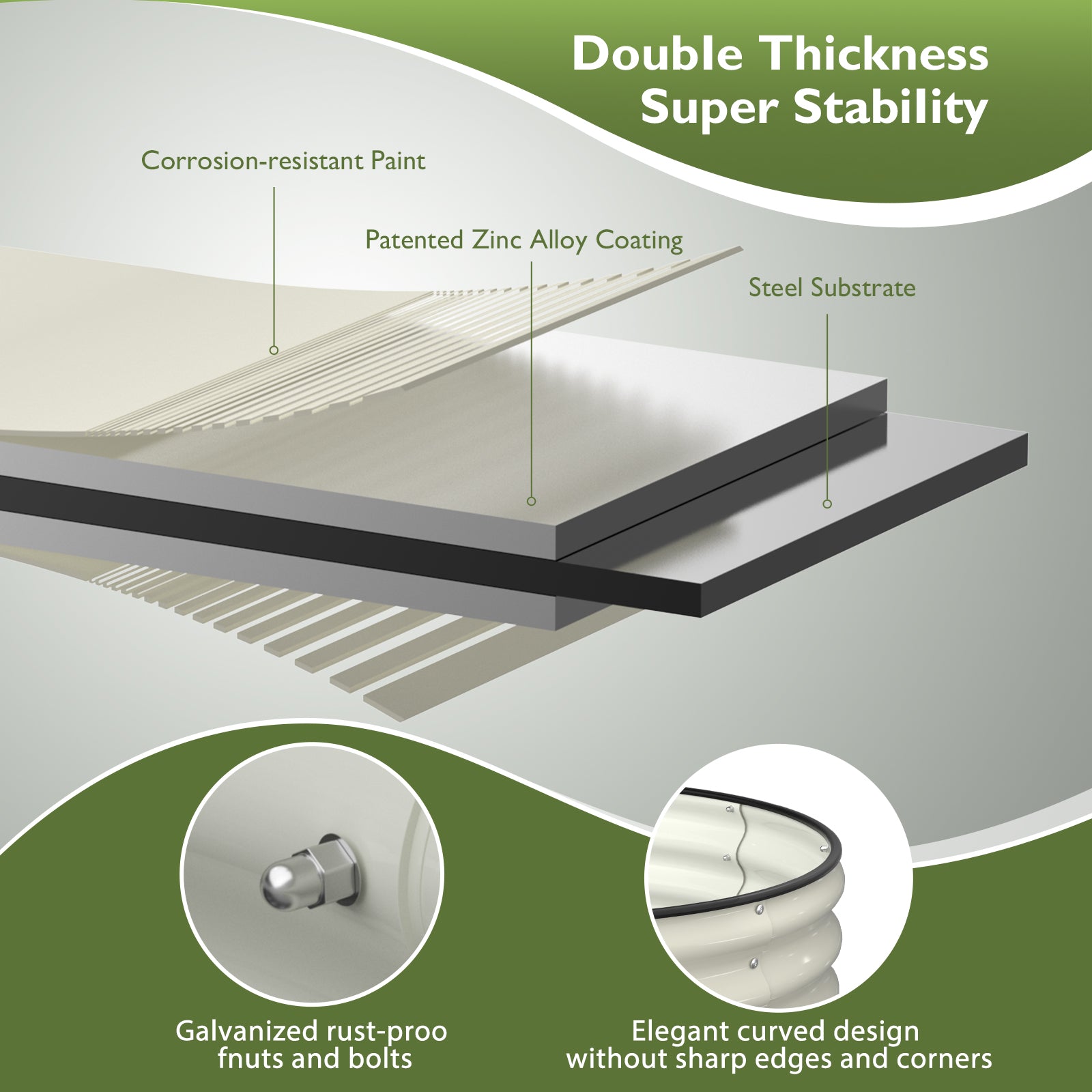 Raised Garden Bed Kit(8x2x1FT,Pearl White)