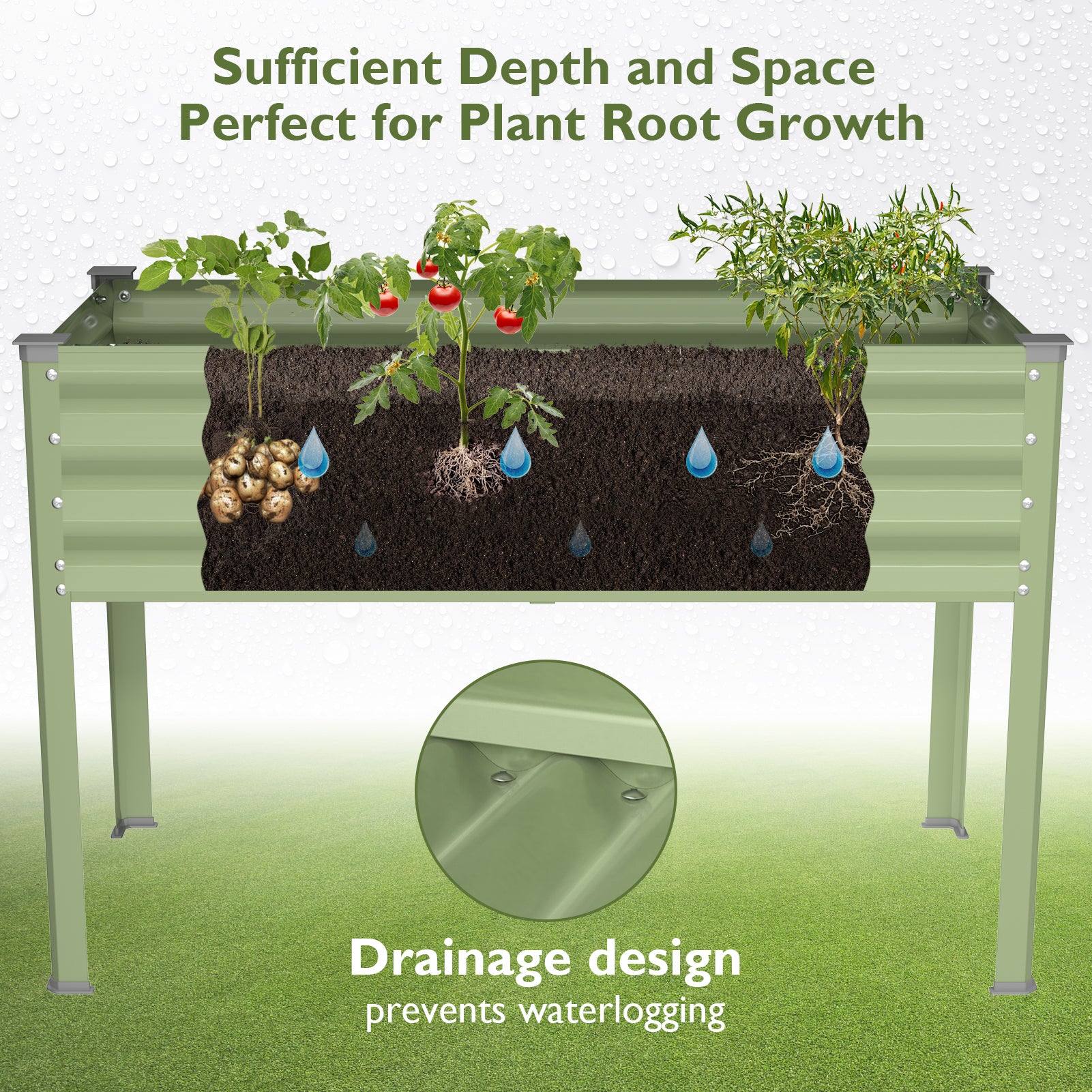 Raised Garden Bed with Legs(Olive Green)