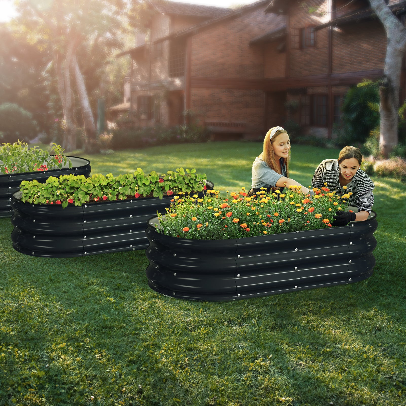Raised Garden Bed Kit(4x2x1Ft,Navy Blue)