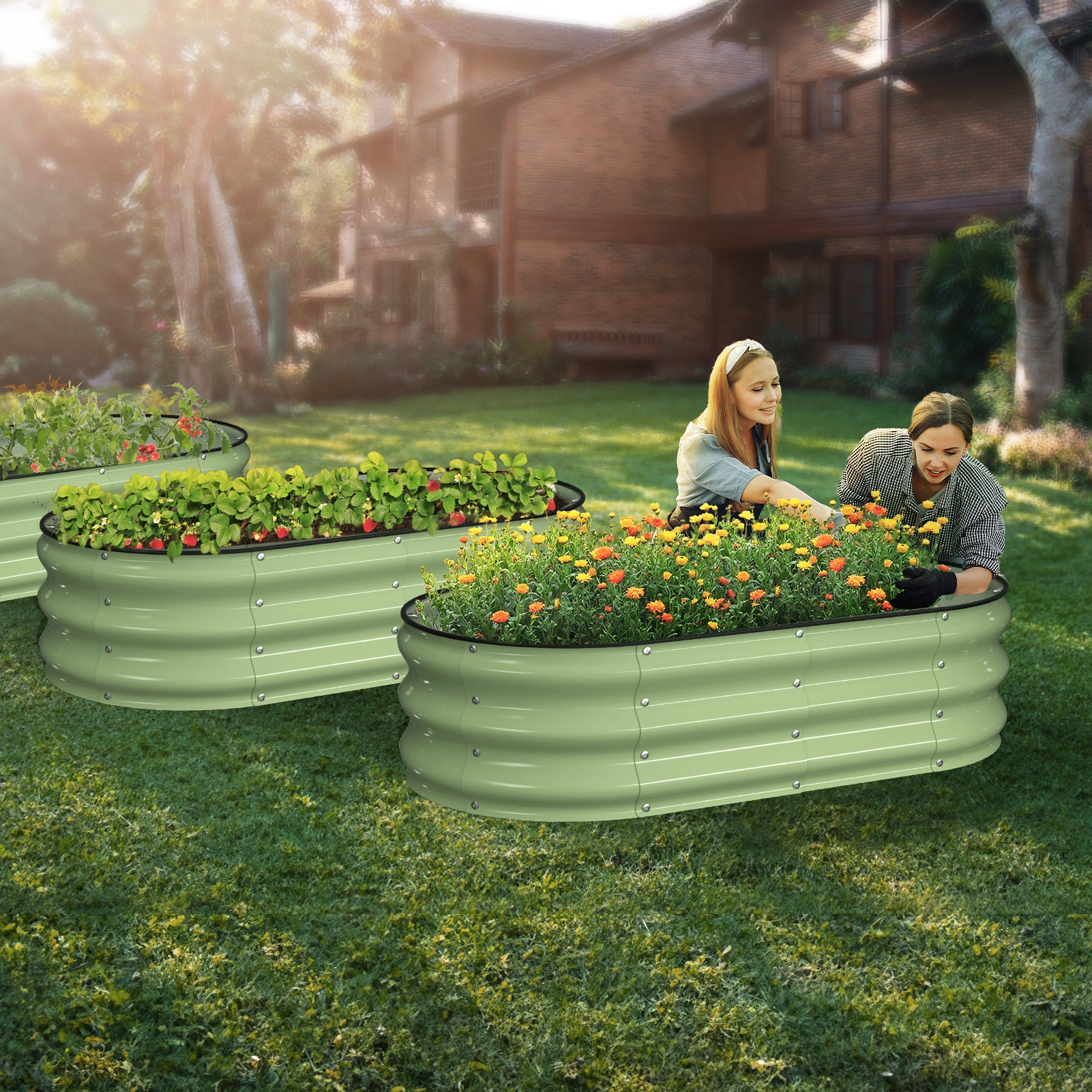 Raised Garden Bed Kit(4x2x1Ft,Avocado Green)