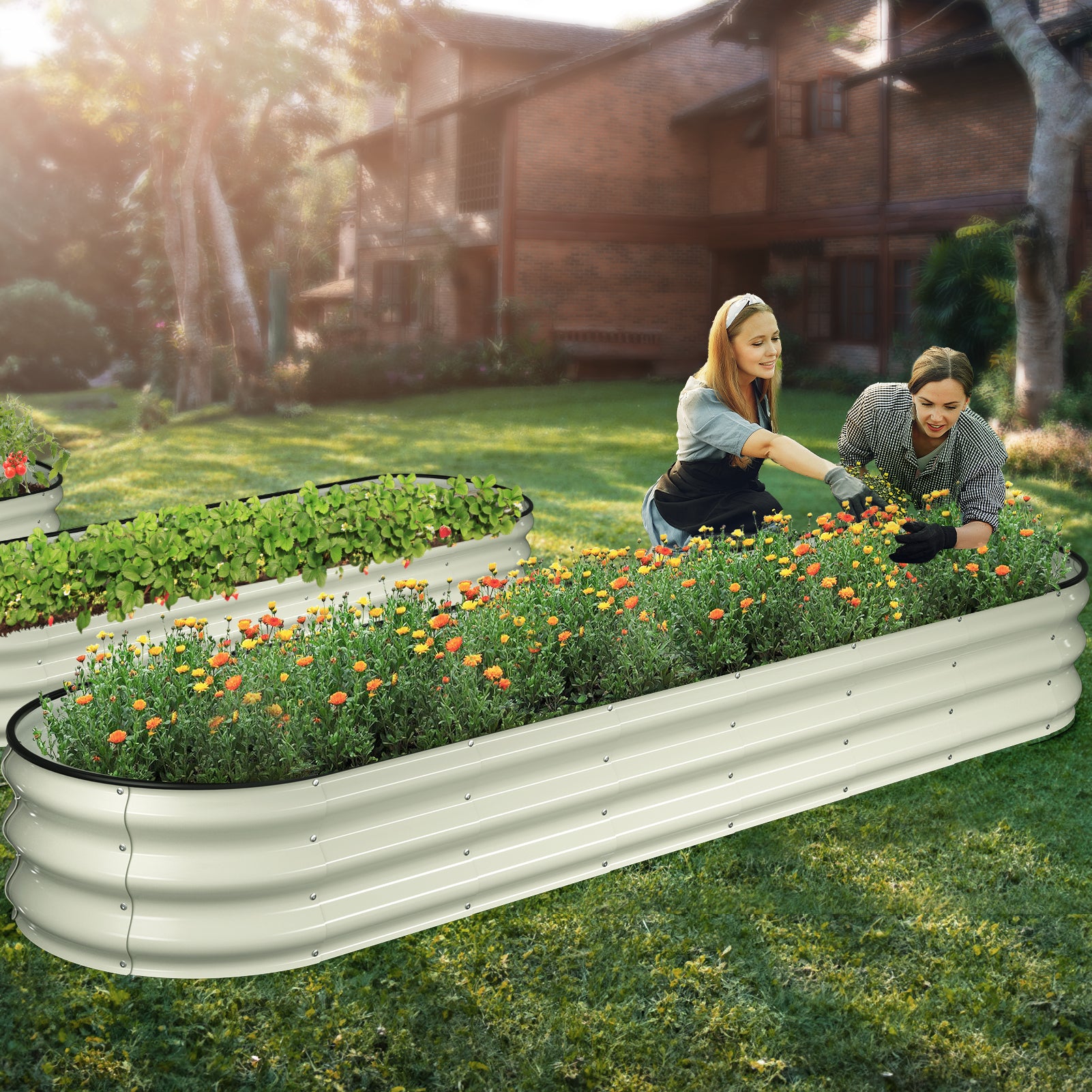 Raised Garden Bed Kit(8x2x1FT,Pearl White)