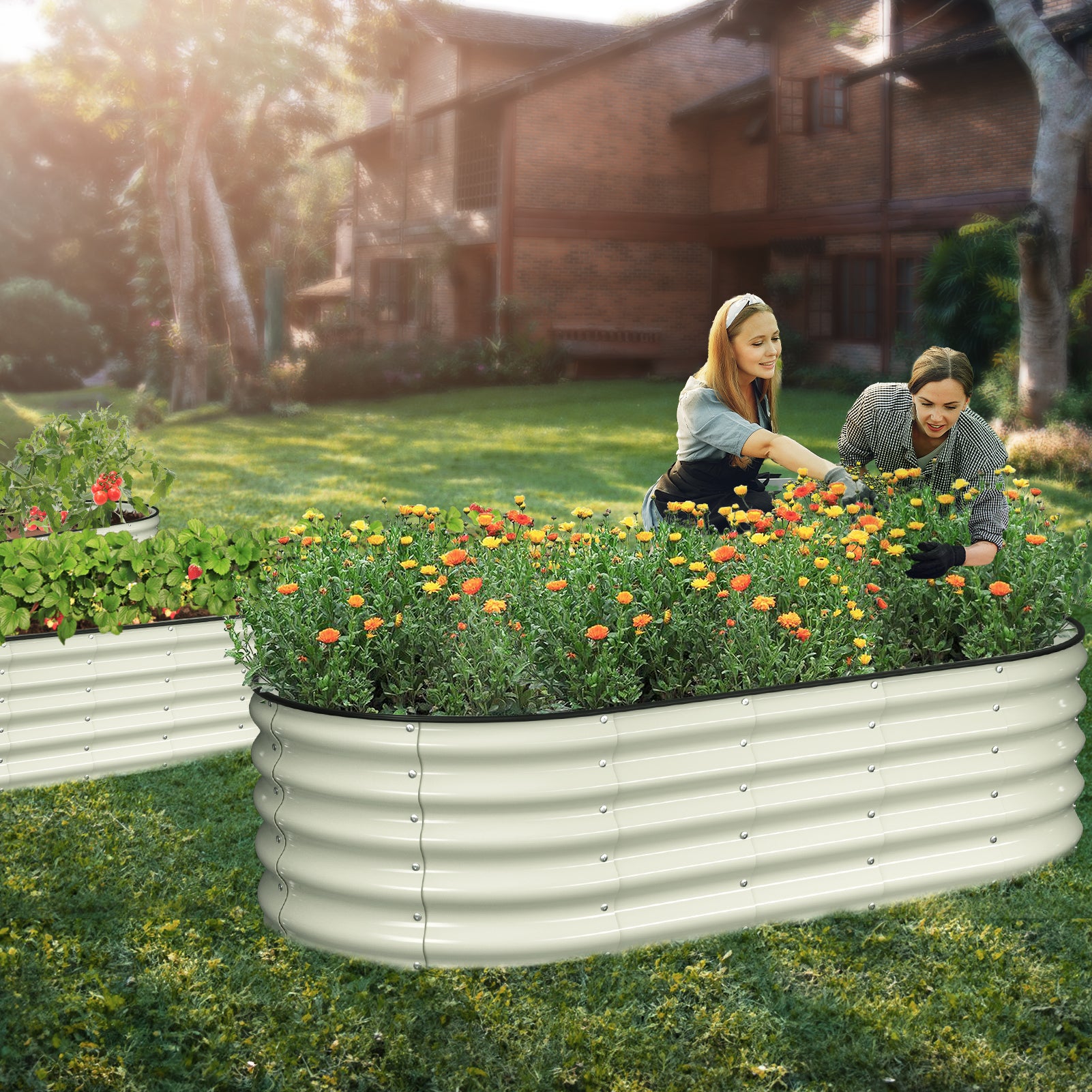 Raised Garden Bed Kit(6x3x1.5FT,Pearl White)