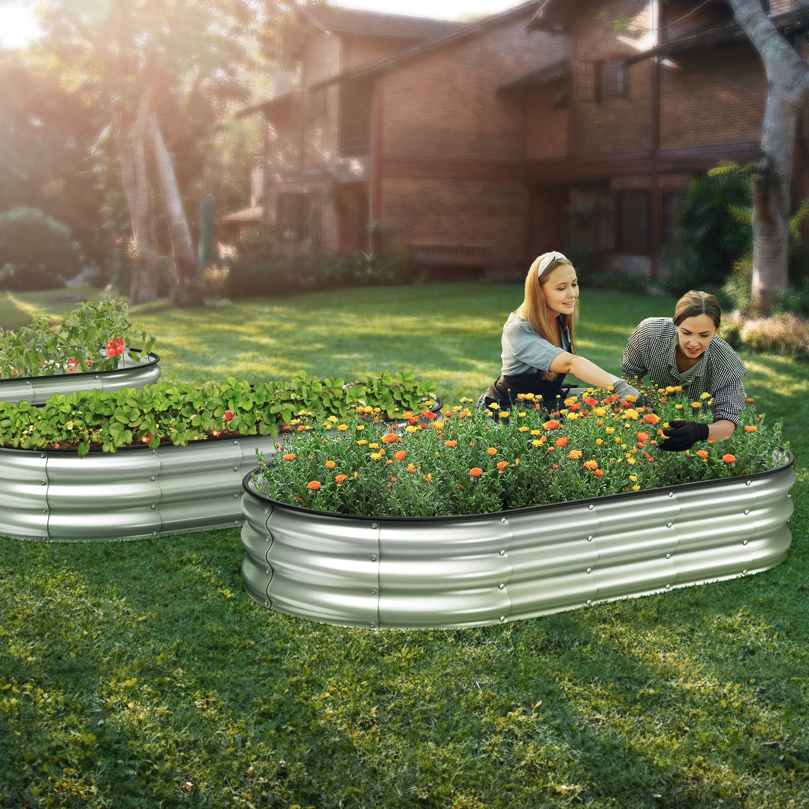 Raised Garden Bed Kit(6x3x1FT,Silver)