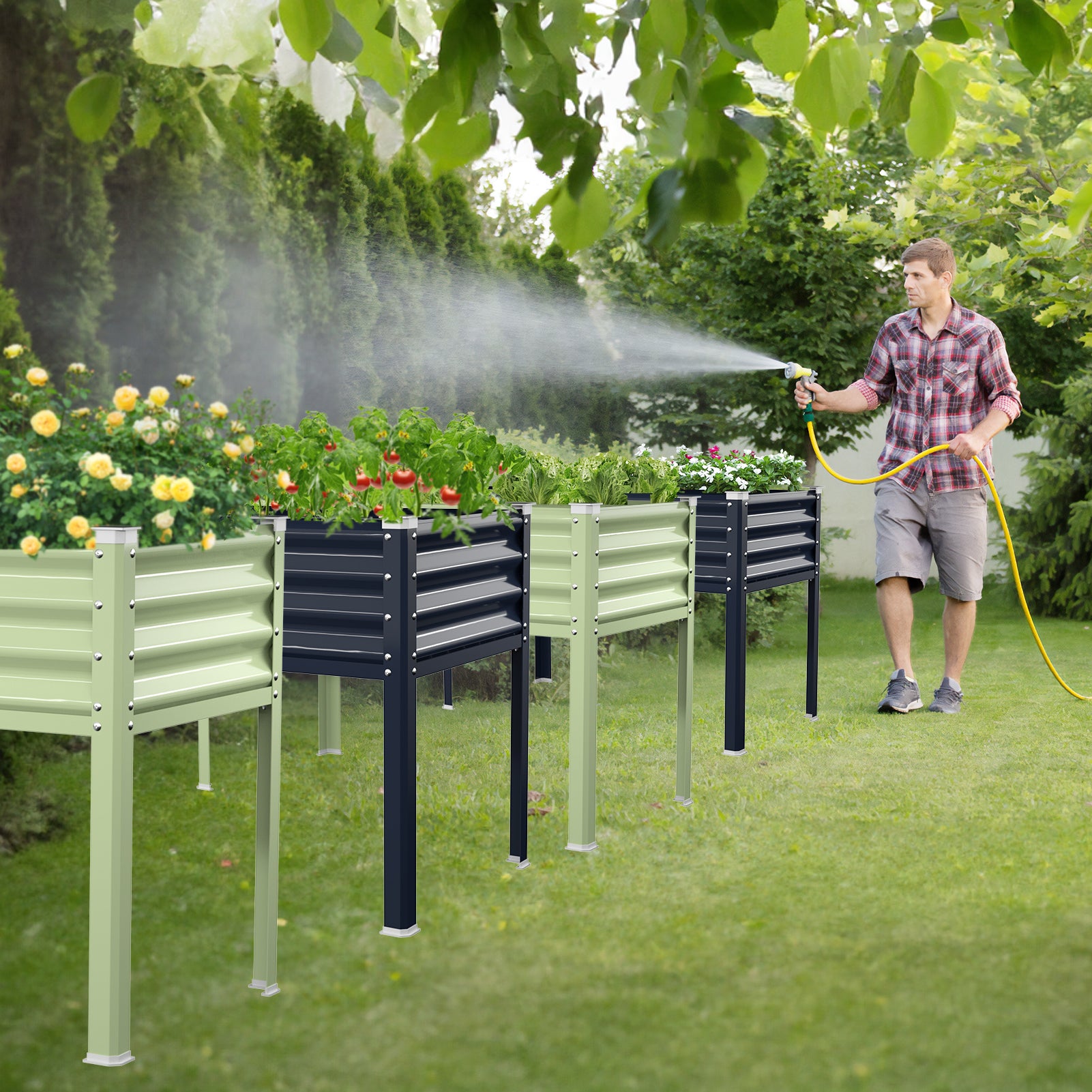 Raised Garden Bed with Legs(Navy Blue)