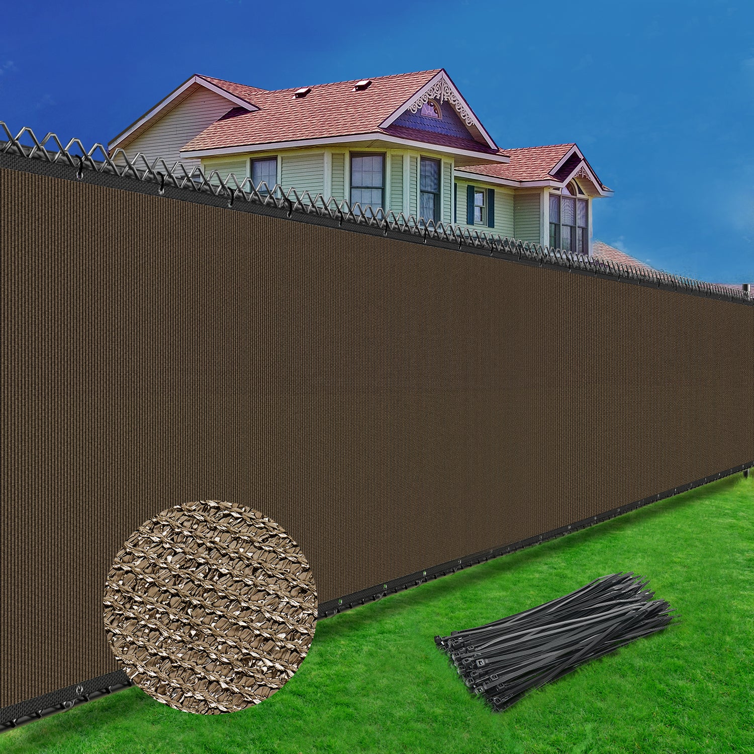 Heavy Duty Privacy Screen Fence 6FT x 50FT (Brown)