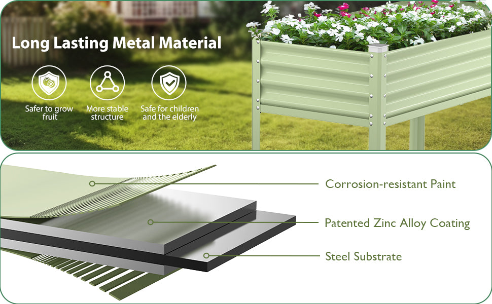 Raised Garden Bed with Legs(Olive Green)