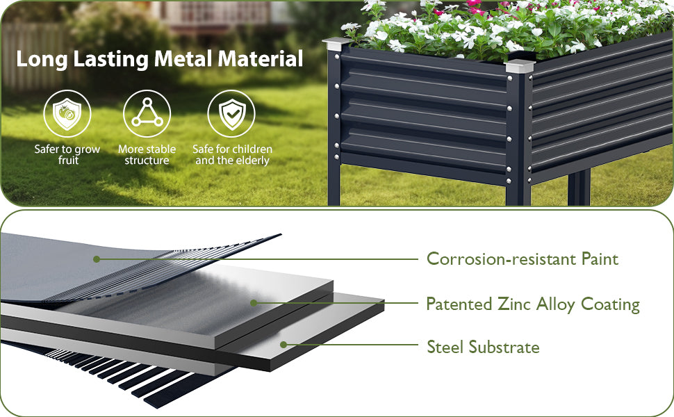 Raised Garden Bed with Legs(Navy Blue)