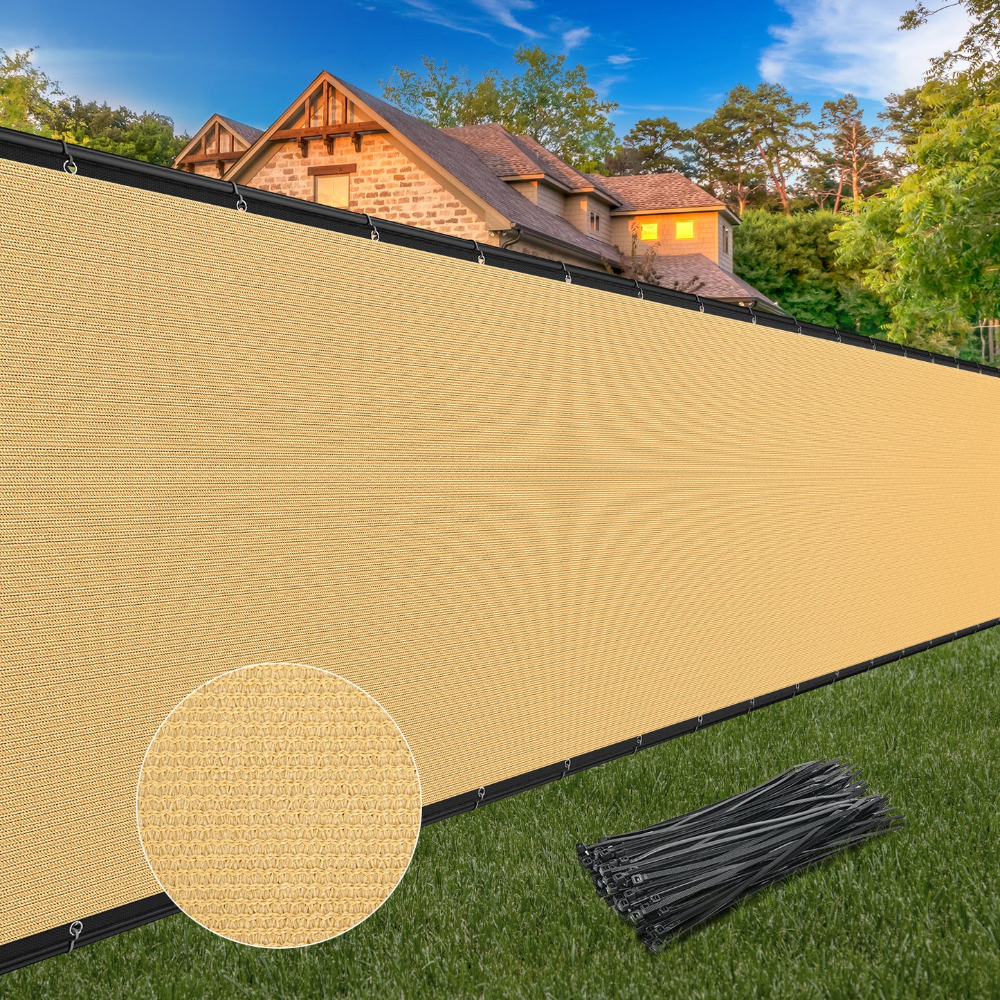 Heavy Duty Privacy Fence Screen 6FT x 50FT (Beige)