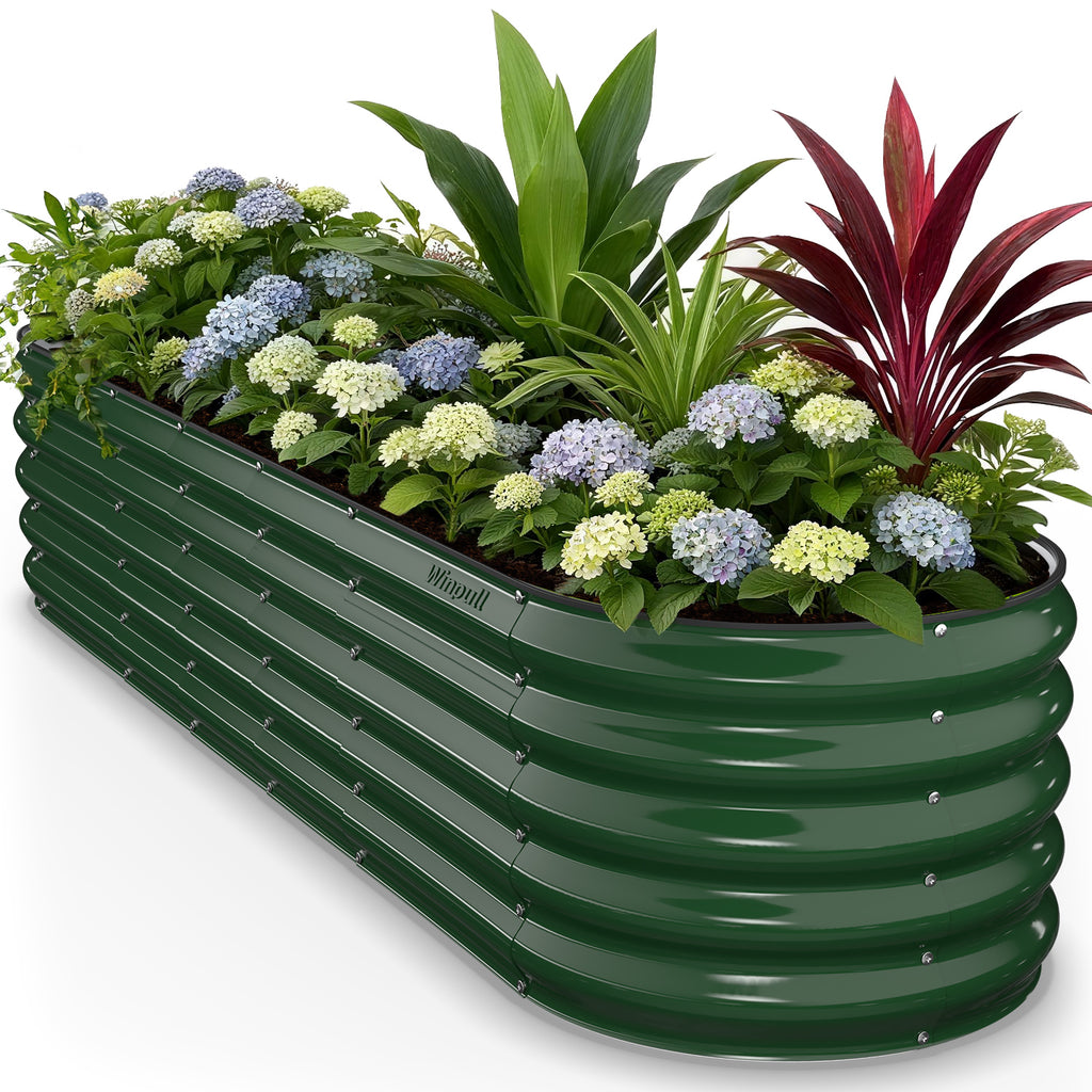 8x2x1.5 ft Metal Raised Garden Bed – Galvanized Steel Planter,Moss Green