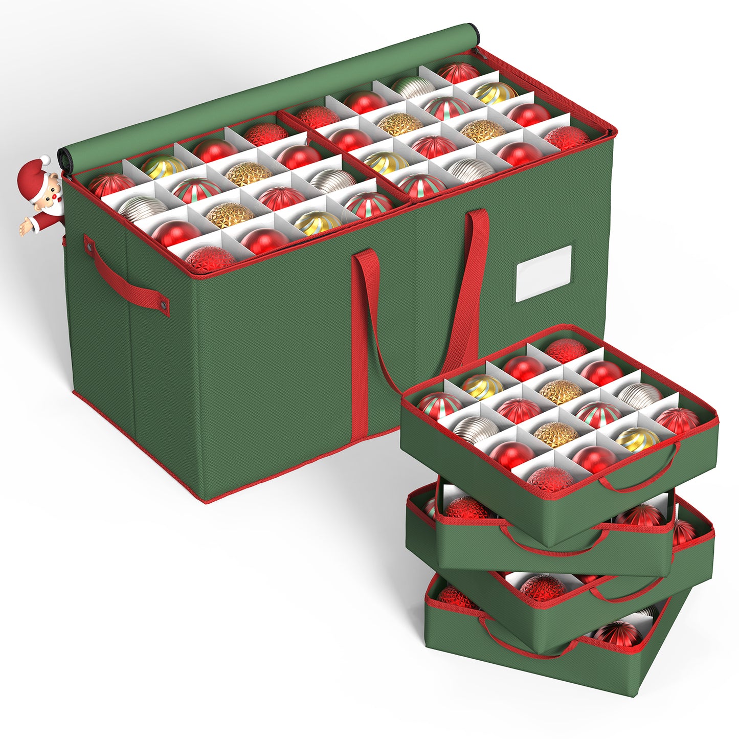 Christmas Ornament Storage Box with 8 Trays(Green)