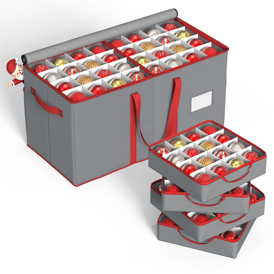 Christmas Ornament Storage Box with 8 Trays(Grey)