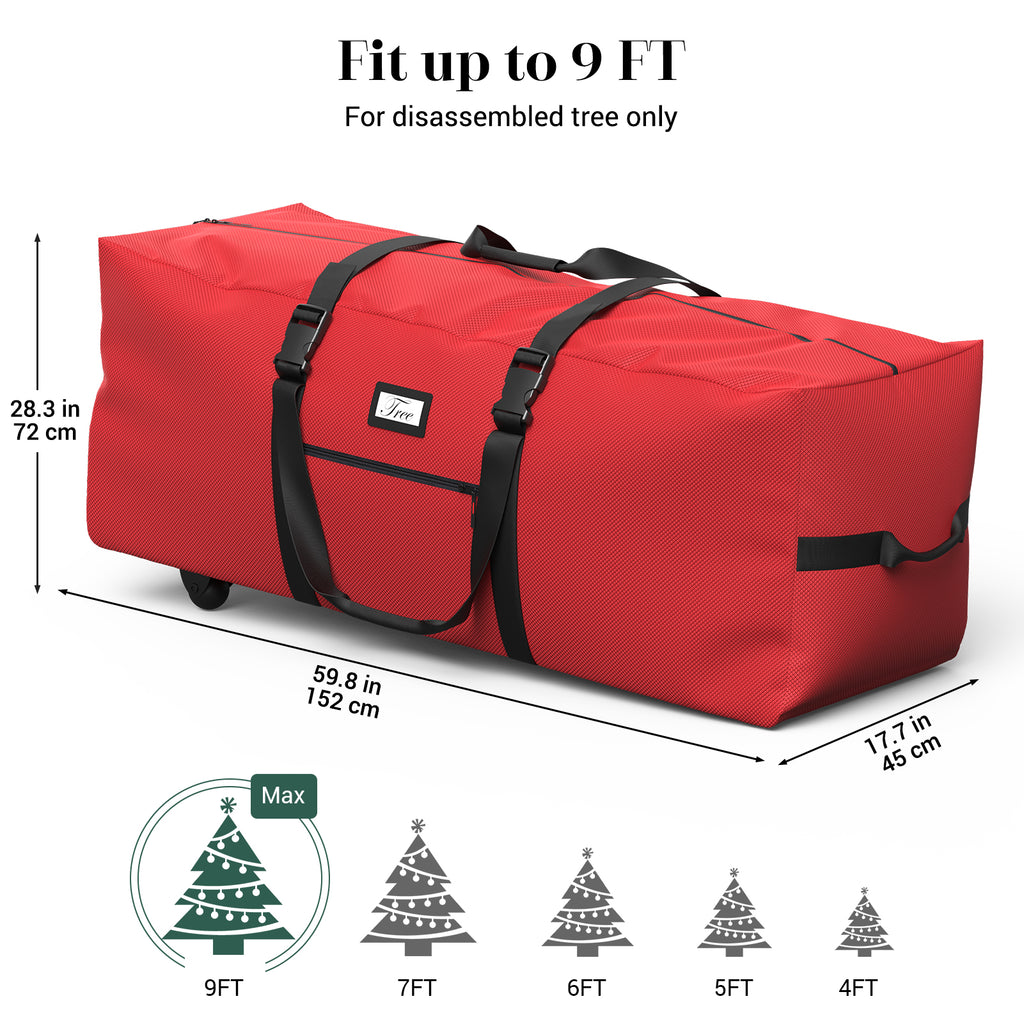 Rolling Christmas Tree Storage Bag (9FT,Red)