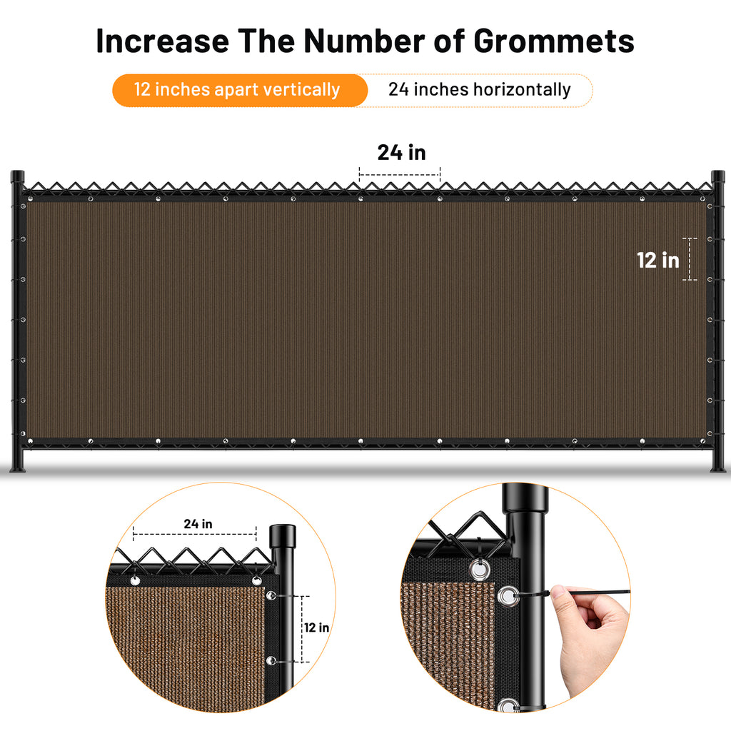 Heavy Duty Privacy Screen Fence 6FT x 50FT (Brown)
