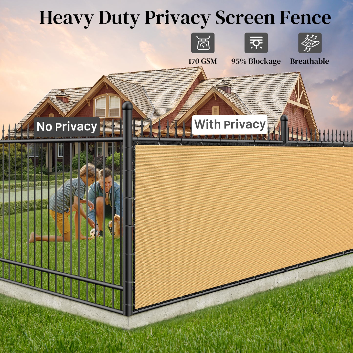 Heavy Duty Privacy Fence Screen 6FT x 50FT (Beige)