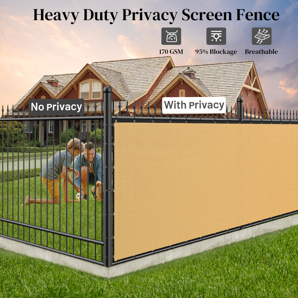 Privacy Fence Screen Heavy Duty 4FT x 50FT (Beige)