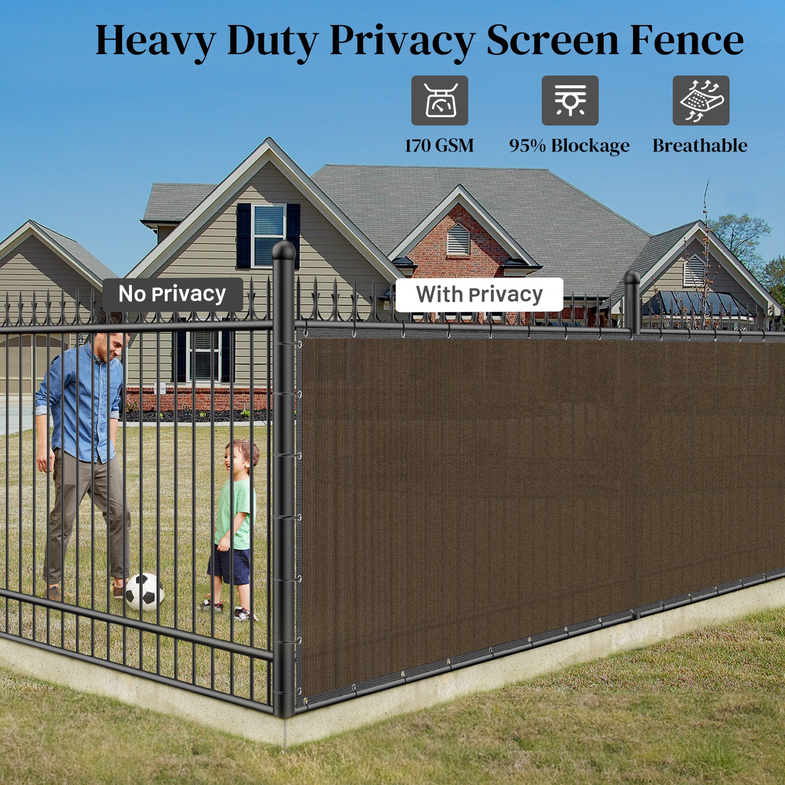 Privacy Fence  Screen Heavy Duty 6FT x 25FT(Brown )