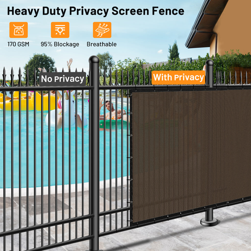 Heavy Duty Privacy Screen Fence 6FT x 50FT (Brown)