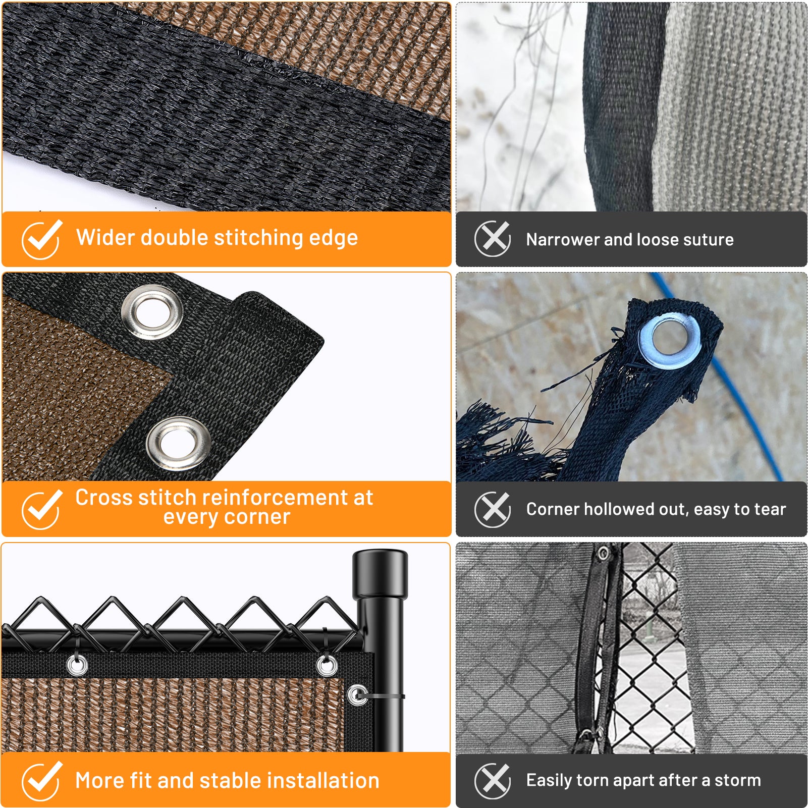 Heavy Duty Privacy Screen Fence 6FT x 50FT (Brown)