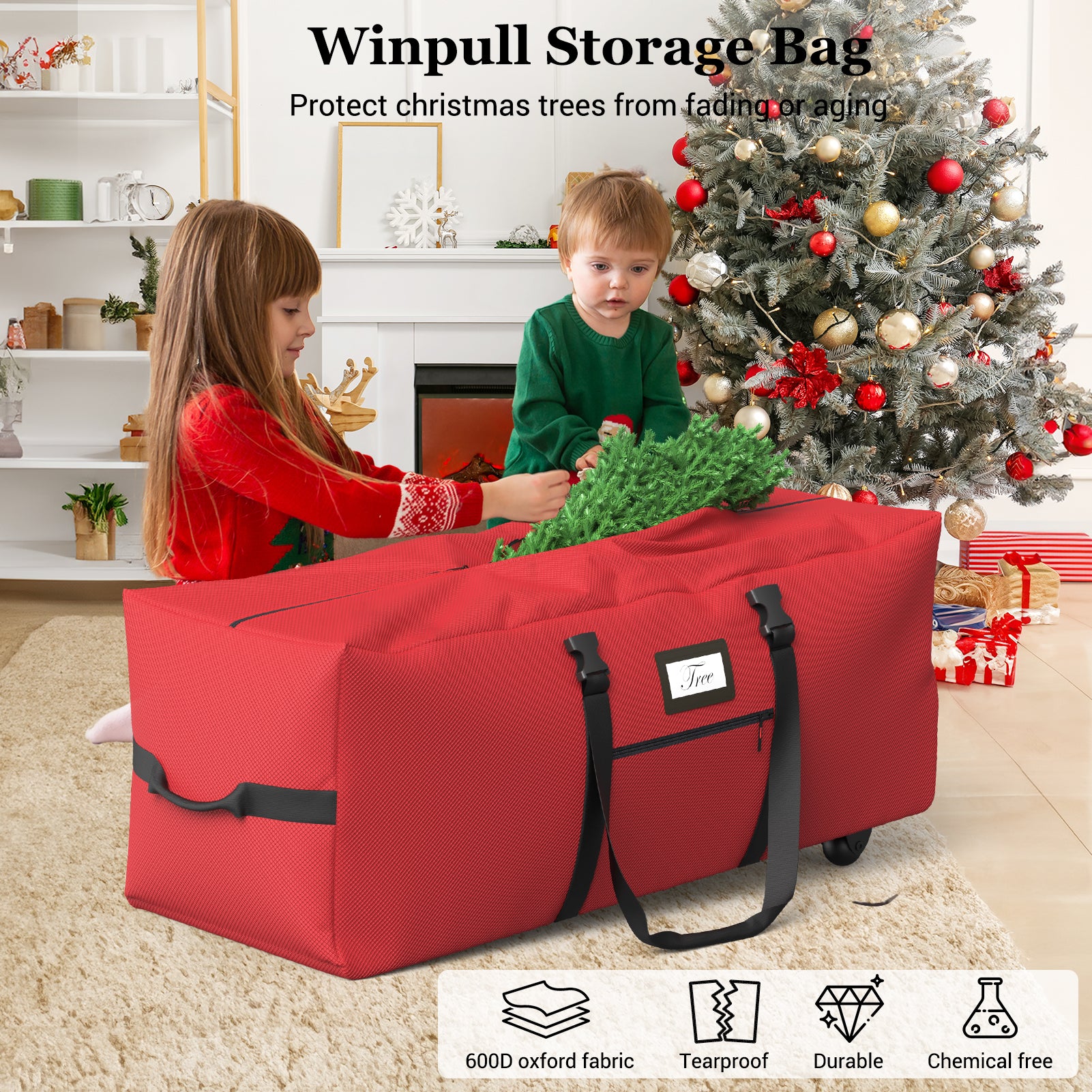 Rolling Christmas Tree Storage Bag (9FT,Red)