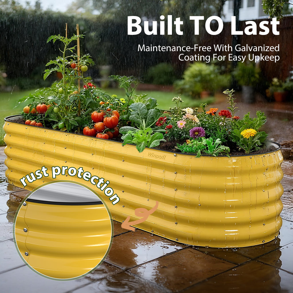 8x2x1.5 ft Metal Raised Garden Bed – Galvanized Steel Planter