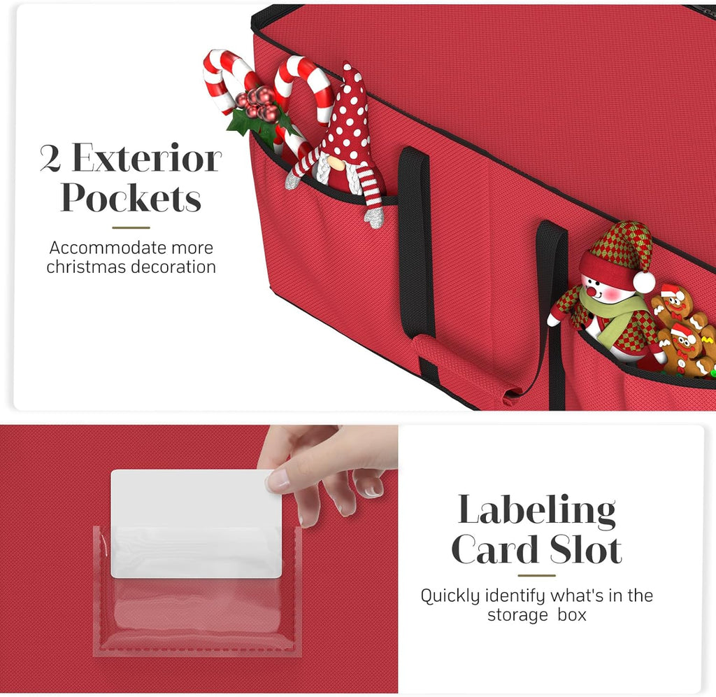 Christmas Ornament Storage Box with 8 Trays(Red)